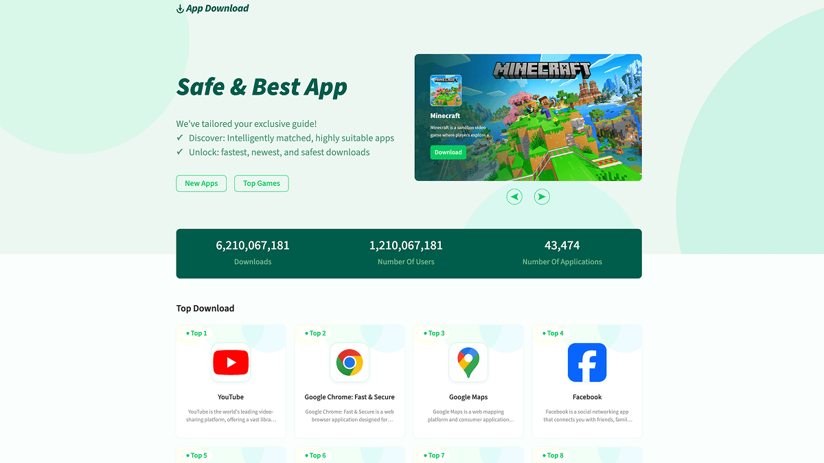 App Download product homepage screenshot